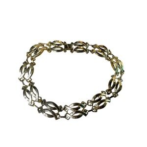 Vintage Gold Tone Curved Choker Necklace Statement Link